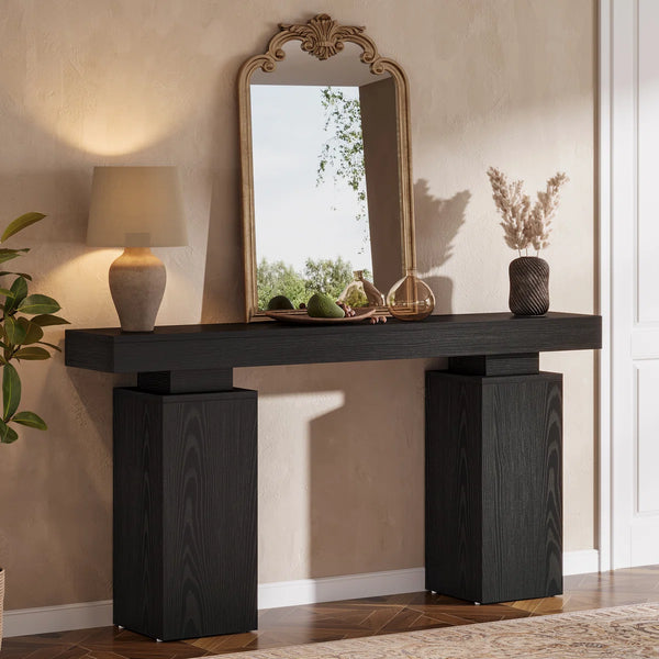 Rustic Brown Wood Console Table  Wooden Bazar