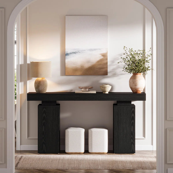 Rustic Brown Wood Console Table  Wooden Bazar