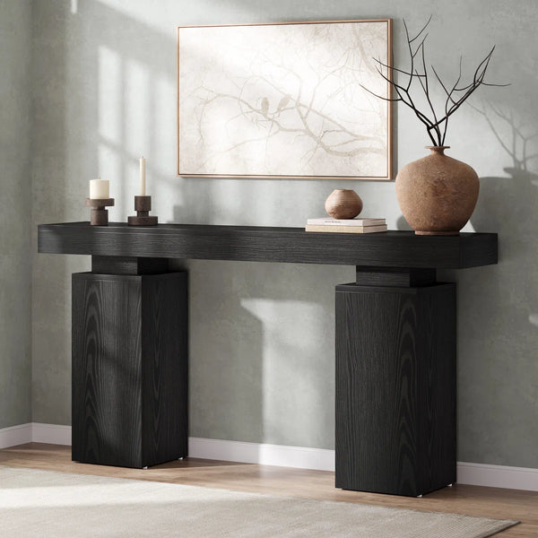 Rustic Brown Wood Console Table  Wooden Bazar