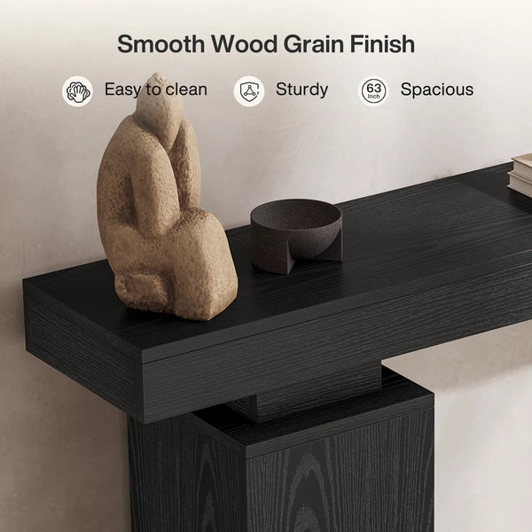 Rustic Brown Wood Console Table  Wooden Bazar