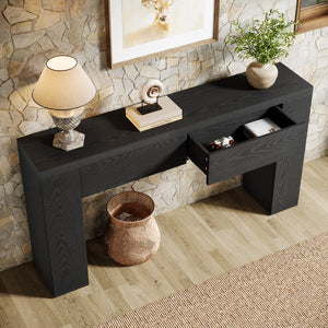Wooden Foyer Console Table with Two Hidden Storage Drawers  Wooden Bazar