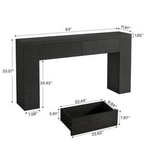 Wooden Foyer Console Table with Two Hidden Storage Drawers  Wooden Bazar