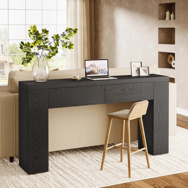 Wooden Foyer Console Table with Two Hidden Storage Drawers  Wooden Bazar