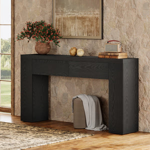 Wooden Foyer Console Table with Two Hidden Storage Drawers  Wooden Bazar