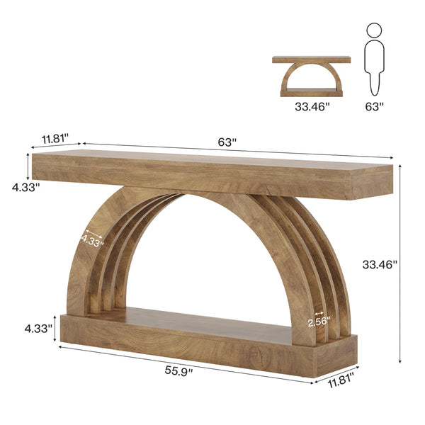 Arched Console Table for Hallway and Living Room  Wooden Bazar