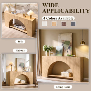 Arched Wood Console Table with 2-Tier Design for Entryway, Hallway & Living Room  Wooden Bazar