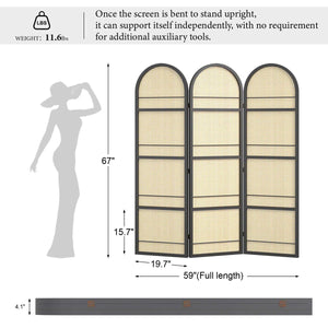Arched Folding Room Divider with Magazine Display Racks  Wooden Bazar