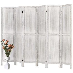 Folding Room Divider Screen with Solid Wood Frame Adjustable Privacy Partition  Wooden Bazar