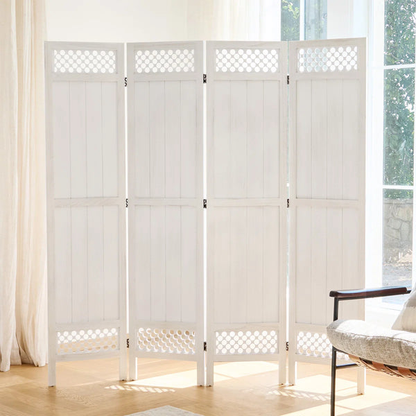 Rustic Wooden Folding Room Divider with Lattice Privacy Screen   Wooden Bazar