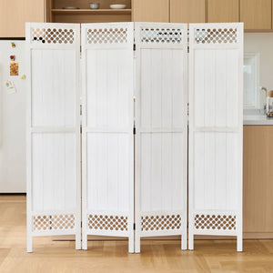 Rustic Wooden Folding Room Divider with Lattice Privacy Screen   Wooden Bazar