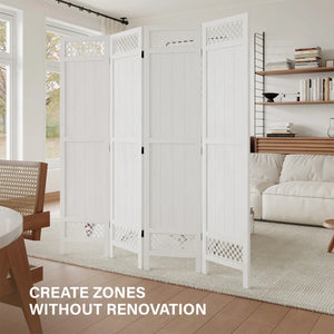 Rustic Wooden Folding Room Divider with Lattice Privacy Screen   Wooden Bazar