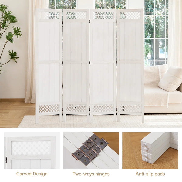 Rustic Wooden Folding Room Divider with Lattice Privacy Screen   Wooden Bazar