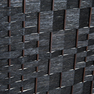 Black Wicker Weave Panel Folding Room Divider  Wooden Bazar