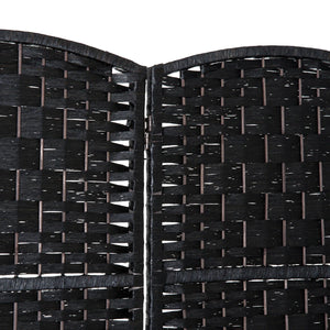 Black Wicker Weave Panel Folding Room Divider  Wooden Bazar