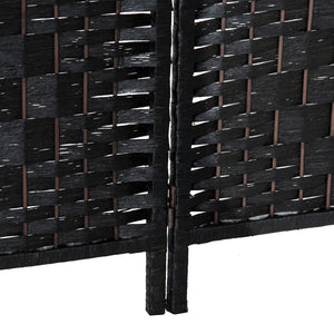 Black Wicker Weave Panel Folding Room Divider  Wooden Bazar