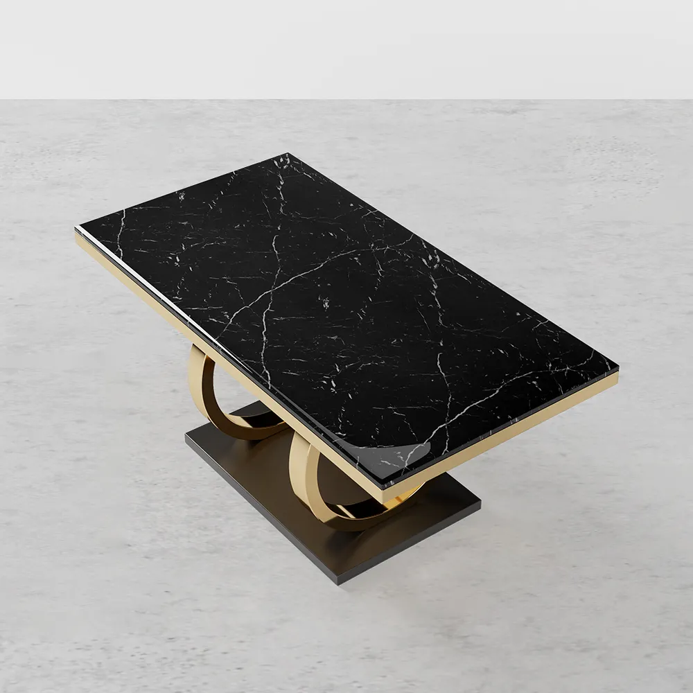 Kelsburg Modern Luxury Dining Table with Metal Frame & Natural Marble Top