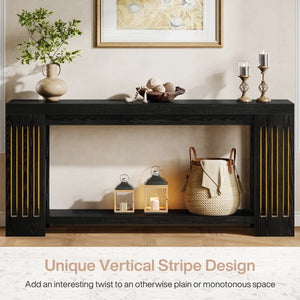 Light Brown Farmhouse Console Table with 2-Tier Storage  Wooden Bazar