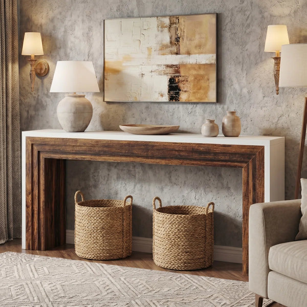 Long Console Table for Entryway, Living Room & Hallway  Wooden Bazar