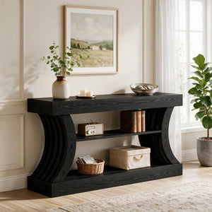 Long Farmhouse Entryway Console Table  Wooden Bazar