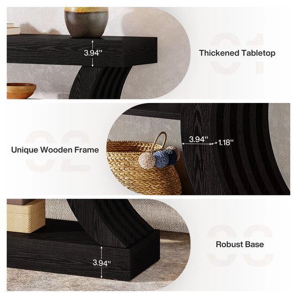 Long Farmhouse Entryway Console Table  Wooden Bazar