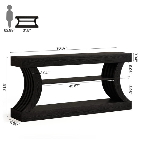 Long Farmhouse Entryway Console Table  Wooden Bazar