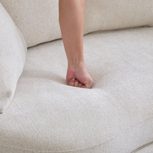 73.8" W Chenille Upholstered Slipcovered Curved Sofa  Wooden Bazar