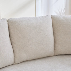 73.8" W Chenille Upholstered Slipcovered Curved Sofa  Wooden Bazar