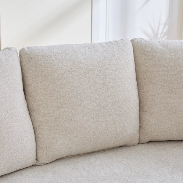 73.8" W Chenille Upholstered Slipcovered Curved Sofa  Wooden Bazar