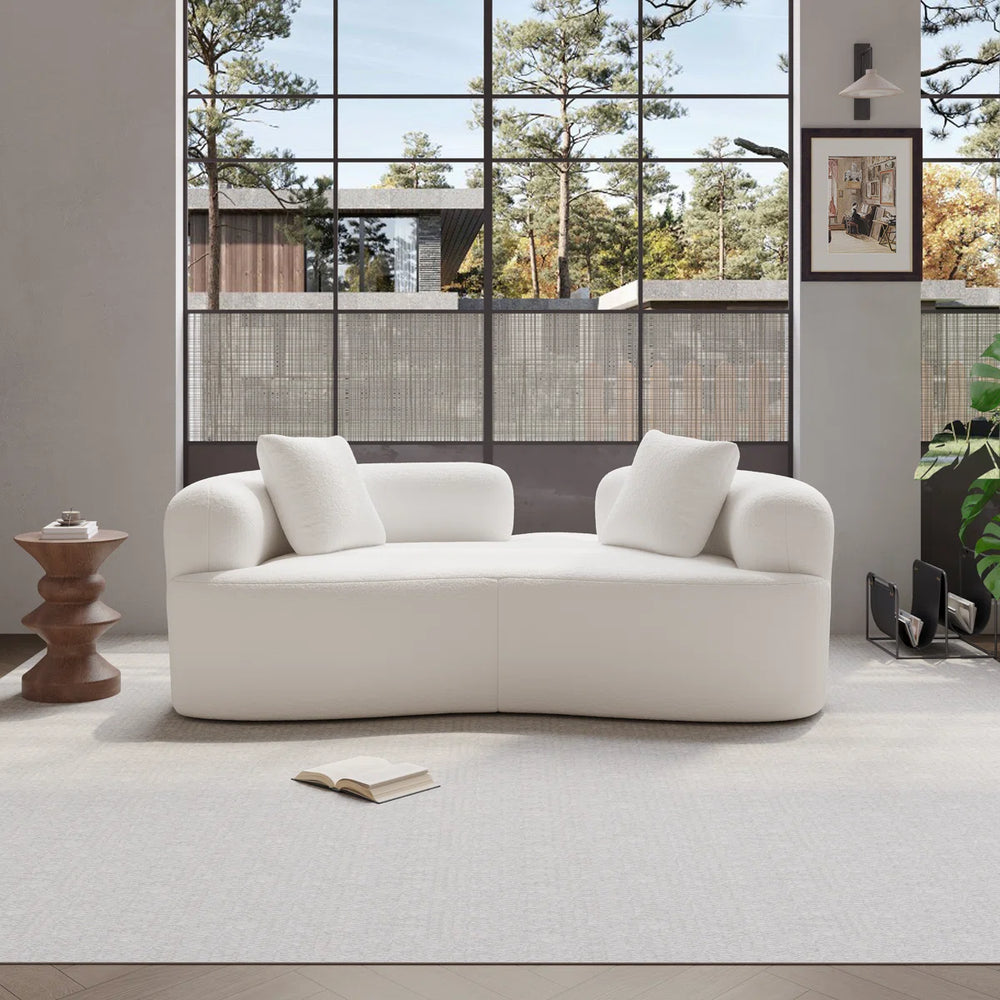 Teddy Upholstered Boneless Curved Lovesea  WOODEN bAZARt Sofa, No Assembly Required, Space-saving Design Wooden bazar