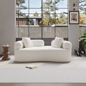 Teddy Upholstered Boneless Curved Lovesea  WOODEN bAZARt Sofa, No Assembly Required, Space-saving Design Wooden bazar