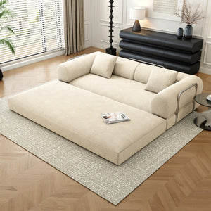 78.8" Modular Sofa Bed - 4-in-1 Convertible Design with Corduroy Fabric and High Density Sponge, Removable Cover and Fixed Frame  Wooden Bazar
