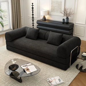 78.8" Modular Sofa Bed - 4-in-1 Convertible Design with Corduroy Fabric and High Density Sponge, Removable Cover and Fixed Frame  Wooden Bazar