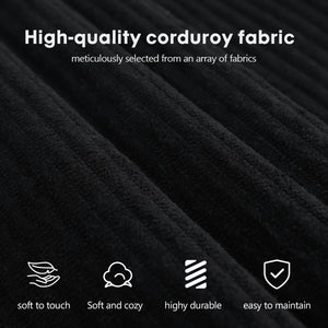 78.8" Modular Sofa Bed - 4-in-1 Convertible Design with Corduroy Fabric and High Density Sponge, Removable Cover and Fixed Frame  Wooden Bazar