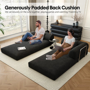 78.8" Modular Sofa Bed - 4-in-1 Convertible Design with Corduroy Fabric and High Density Sponge, Removable Cover and Fixed Frame  Wooden Bazar