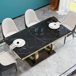 Kelsburg Modern Luxury Dining Table with Metal Frame & Natural Marble Top