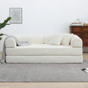 79" Corduroy Sleeper Sofa Boneless Modular Sofa Bed Compression Foam Couch Bed With 2 Pillows and Fixed Metal Frame, Blue  Wooden Bazar