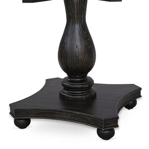 Kitchen Table Set Consists of a 48" Round Table with Pedestal and 6 Black Polyester Fabric Upholstered Chairs