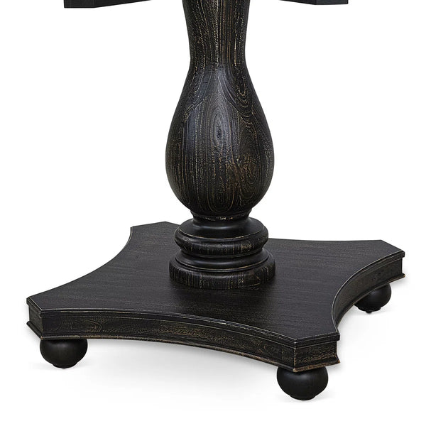 Kitchen Table Set Consists of a 48" Round Table with Pedestal and 6 Black Polyester Fabric Upholstered Chairs