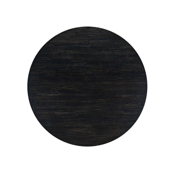 Kitchen Table Set Consists of a 48" Round Table with Pedestal and 6 Black Polyester Fabric Upholstered Chairs