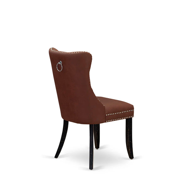 Kitchen Table Set Consists of a 48" Round Table with Pedestal and 6 Black Polyester Fabric Upholstered Chairs