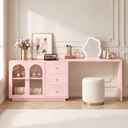 Yokota Extendable Makeup Vanity with 3 Drawers and 2 Acrylic Doors  Wooden Bazar