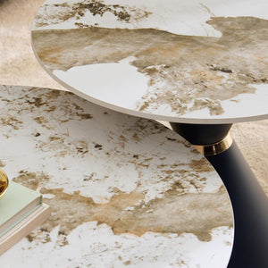Jeppy Sintered Stone Top Set of 2 Coffee Tables  - Wooden Bazar