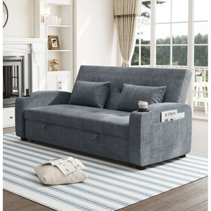 82" Upholstered Convertible Sleeper Sofa  Wooden Bazar