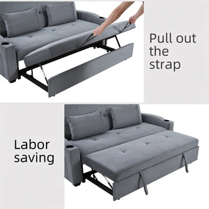 82" Upholstered Convertible Sleeper Sofa  Wooden Bazar