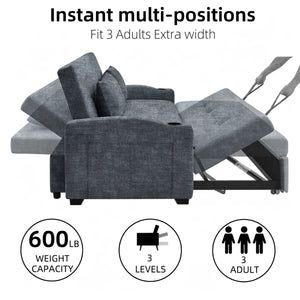82" Upholstered Convertible Sleeper Sofa  Wooden Bazar