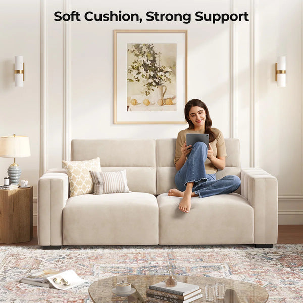 Hikky Deep Seat 2 Seater Sofa with Wooden Frame - Wooden Bazar