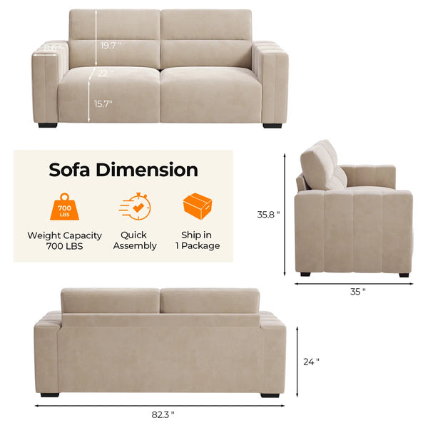 Comfy Loveseat Sofa with Deep Seat & High-Rebound Cushions