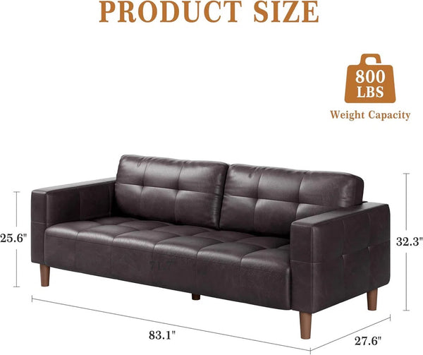 Hiring 3-Seater Faux Leather Sofa with Spring Cushion, Deep Seat Sofa for Living Room & Office