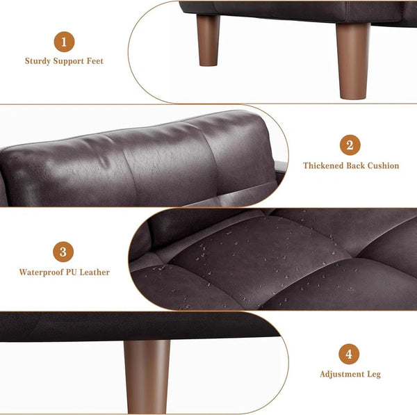 Hiring 3-Seater Faux Leather Sofa with Spring Cushion, Deep Seat Sofa for Living Room & Office