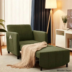 84’’ Extra Long Convertible Chair Bed | 4-In-1 Upholstered Accent Sleeper Armchair Dark Green Linen